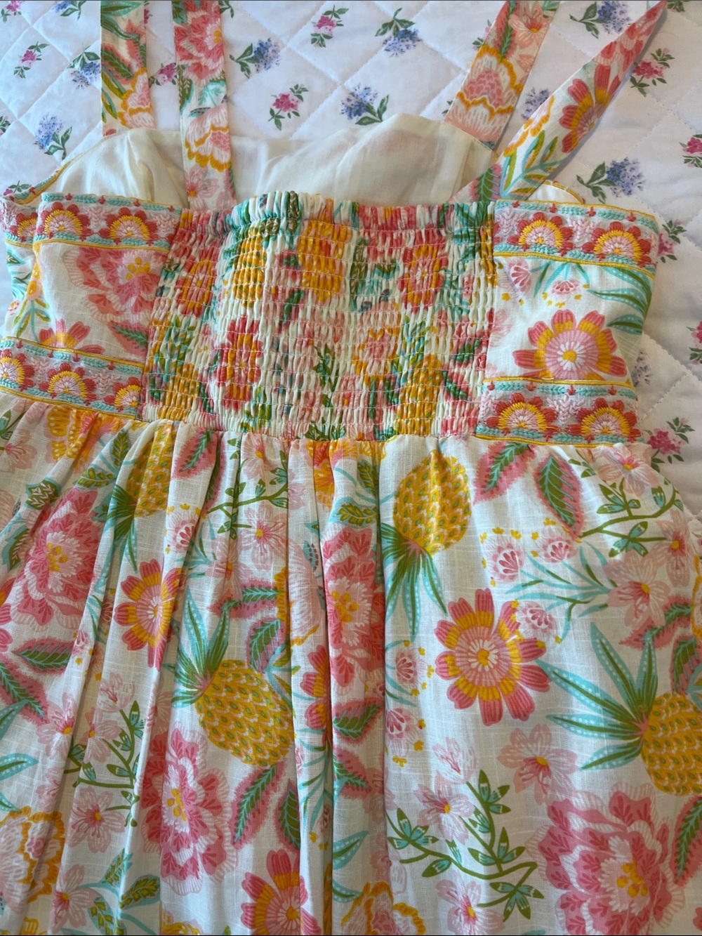 Floral Tiered Sundress in Pastel Yellow and Pink - Picture 11 of 14